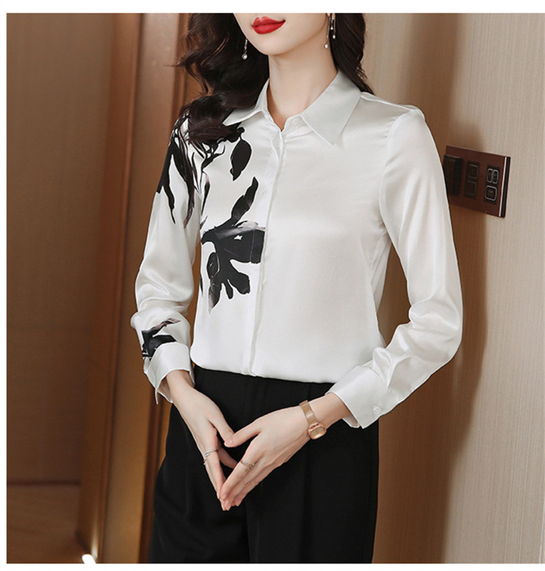 FANIECES S-4XL Női blúz Tavaszi őszi szatén blúzok Ingek Lady Alkalmi hosszú ujjú gallér Blusas Mujer felsők 6817