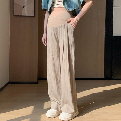 Japán stílusú kismama hosszú bő alkalmi nadrágok 2024. nyár terhes nő, nagy méretű nadrágok földig érő terhességi nadrágok vékony