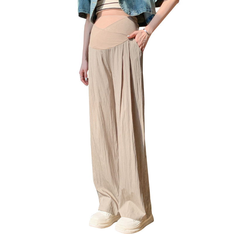 Japán stílusú kismama hosszú bő alkalmi nadrágok 2024. nyár terhes nő, nagy méretű nadrágok földig érő terhességi nadrágok vékony