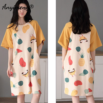 Nyári rövid ujjú hálóing alkalmi hálóruha, nagy méretű tej selyem női hálóingek L-5XL rajzfilm hálóruha női fehérnemű