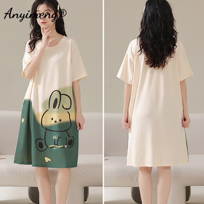 Nyári rövid ujjú hálóing alkalmi hálóruha, nagy méretű tej selyem női hálóingek L-5XL rajzfilm hálóruha női fehérnemű