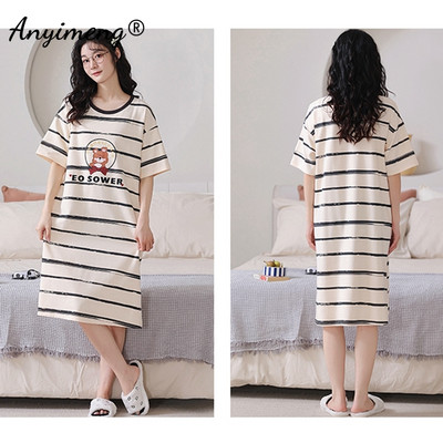 Nyári rövid ujjú hálóing alkalmi hálóruha, nagy méretű tej selyem női hálóingek L-5XL rajzfilm hálóruha női fehérnemű