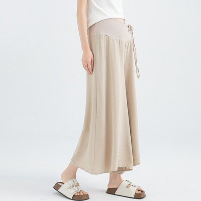 Japāņu stila lielizmēra grūtnieču bikses vasaras krustojumam ar zemu vidukli, aukliņu jostasvietā grūtniecēm, platas bikses brīvas