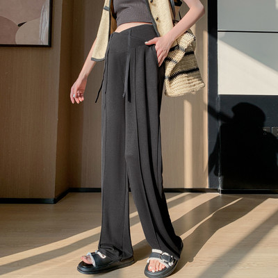 Koreai stílusú nyári kismama alkalmi nadrág Bő alkalmi terhes női egyenes nadrág alacsony derékú, húzózsinóros terhességi nadrág