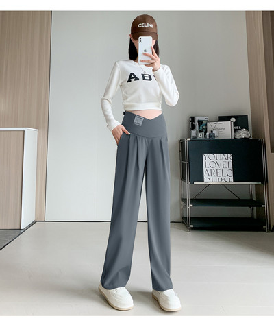 Őszi téli terhesség széles szárú nadrágok keresztben alacsony derekú terhes nők bő alkalmi nadrágok nagy méretű hosszú kismama hasnadrágok