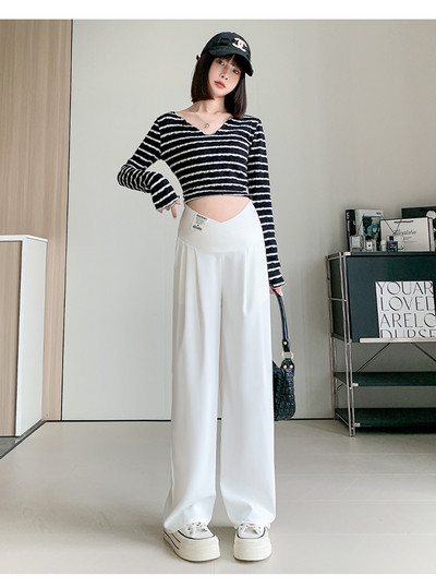 Őszi téli terhesség széles szárú nadrágok keresztben alacsony derekú terhes nők bő alkalmi nadrágok nagy méretű hosszú kismama hasnadrágok