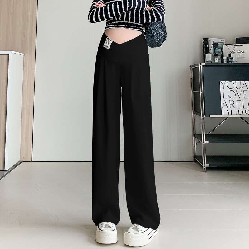Őszi téli terhesség széles szárú nadrágok keresztben alacsony derekú terhes nők bő alkalmi nadrágok nagy méretű hosszú kismama hasnadrágok