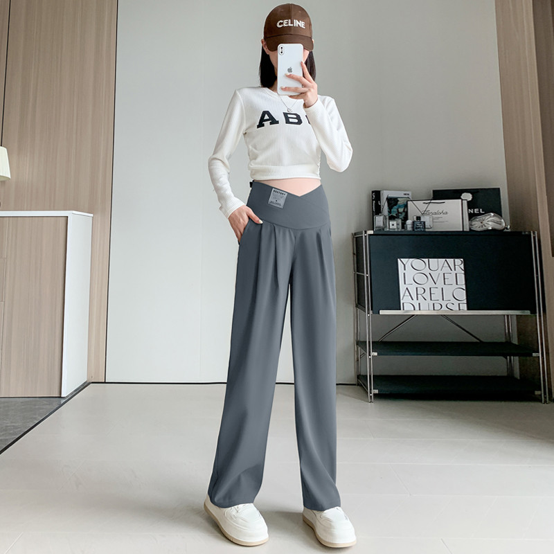 Őszi téli terhesség széles szárú nadrágok keresztben alacsony derekú terhes nők bő alkalmi nadrágok nagy méretű hosszú kismama hasnadrágok