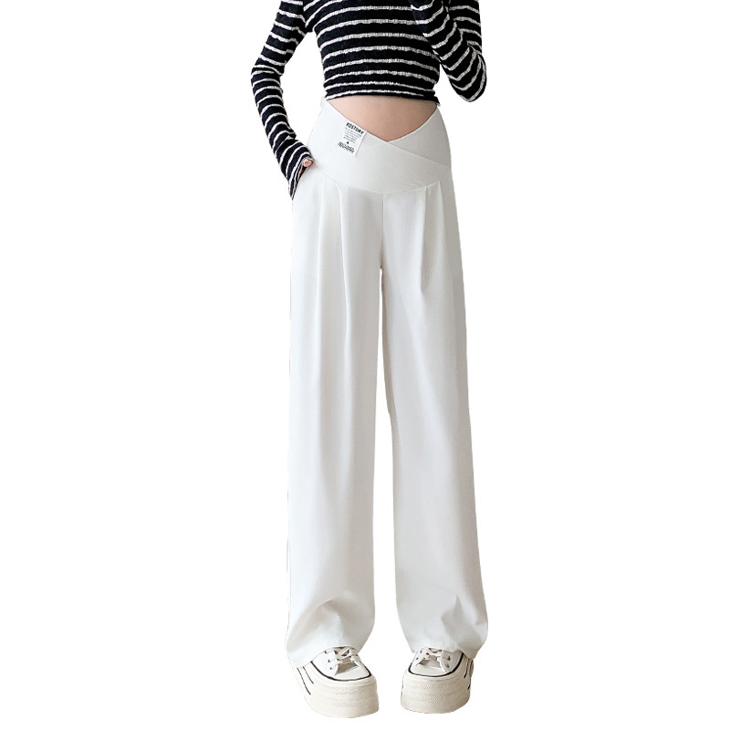 Őszi téli terhesség széles szárú nadrágok keresztben alacsony derekú terhes nők bő alkalmi nadrágok nagy méretű hosszú kismama hasnadrágok