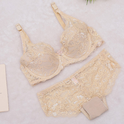 Seksīgs īpaši plāns ABC kauss sieviešu krūšturu komplekts Seksīgs ziedu mežģīņu izšūšanas krūšturis caurspīdīgs apakšveļas elpojošs krūštura komplekts