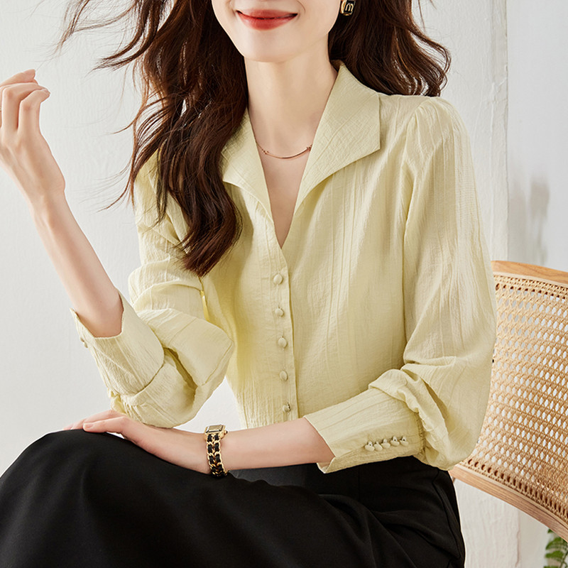 Divatos női blúzok 2024 őszi vintage irodai női elegáns sifon ingek Elegáns hosszú ujjú női alkalmi alap felsők ruházat