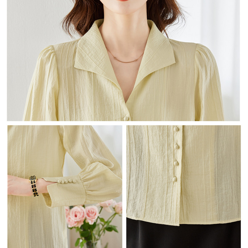 Divatos női blúzok 2024 őszi vintage irodai női elegáns sifon ingek Elegáns hosszú ujjú női alkalmi alap felsők ruházat