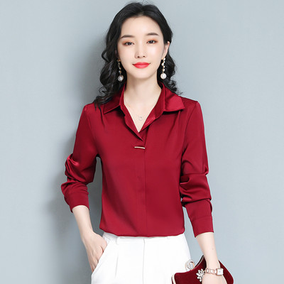 Sieviešu satīna krekli ar garām piedurknēm Biroja dāmu blūzes Vintage korejiešu modes ikdienas topi Sieviešu apģērbi Blusas Mujer De Moda 2024