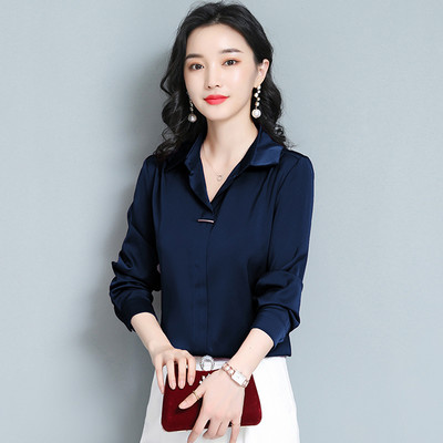 Sieviešu satīna krekli ar garām piedurknēm Biroja dāmu blūzes Vintage korejiešu modes ikdienas topi Sieviešu apģērbi Blusas Mujer De Moda 2024