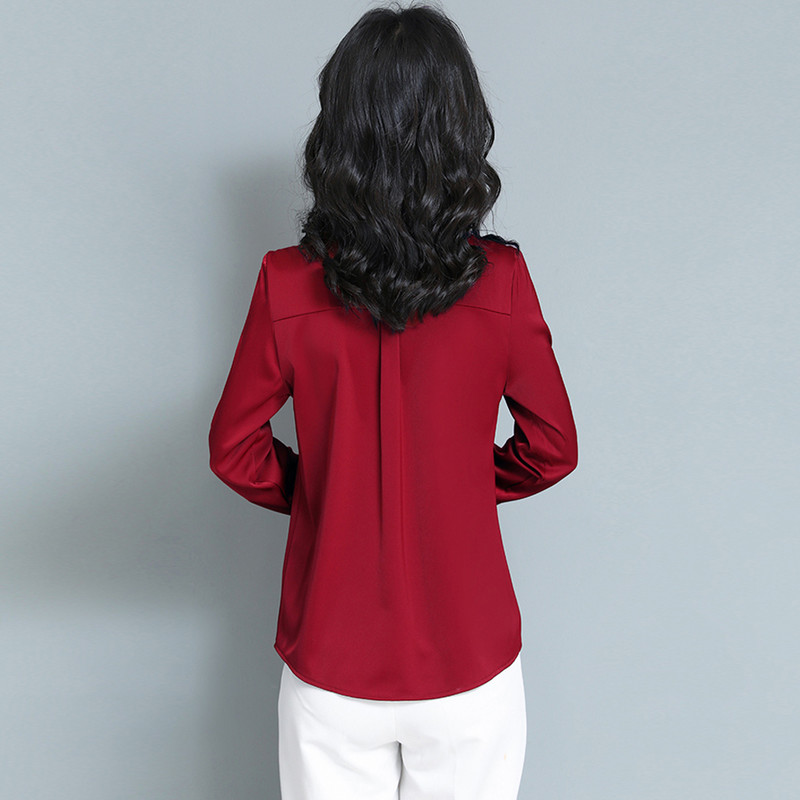 Sieviešu satīna krekli ar garām piedurknēm Biroja dāmu blūzes Vintage korejiešu modes ikdienas topi Sieviešu apģērbi Blusas Mujer De Moda 2024