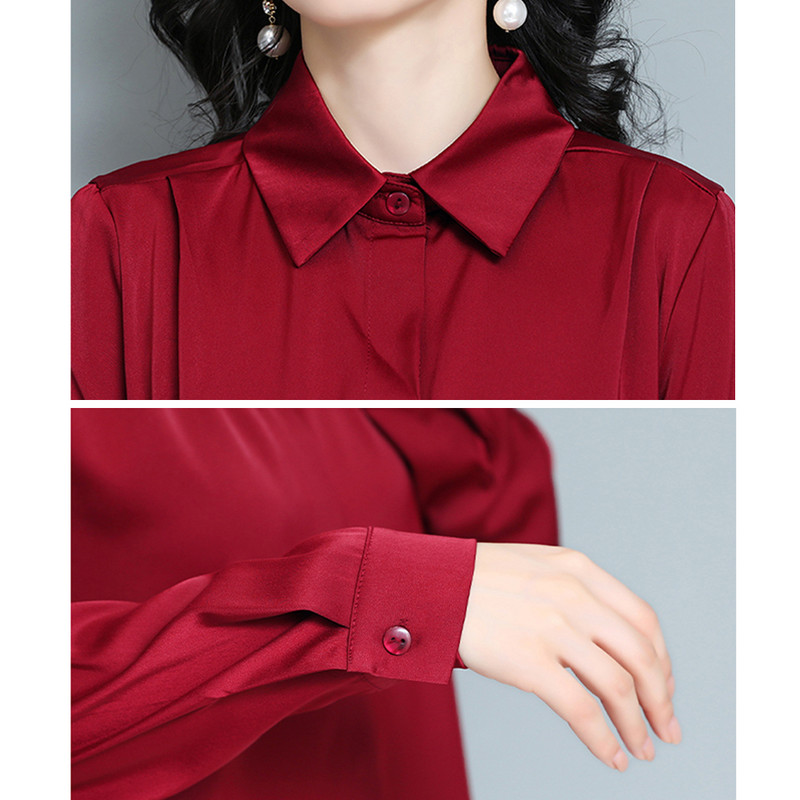 Sieviešu satīna krekli ar garām piedurknēm Biroja dāmu blūzes Vintage korejiešu modes ikdienas topi Sieviešu apģērbi Blusas Mujer De Moda 2024