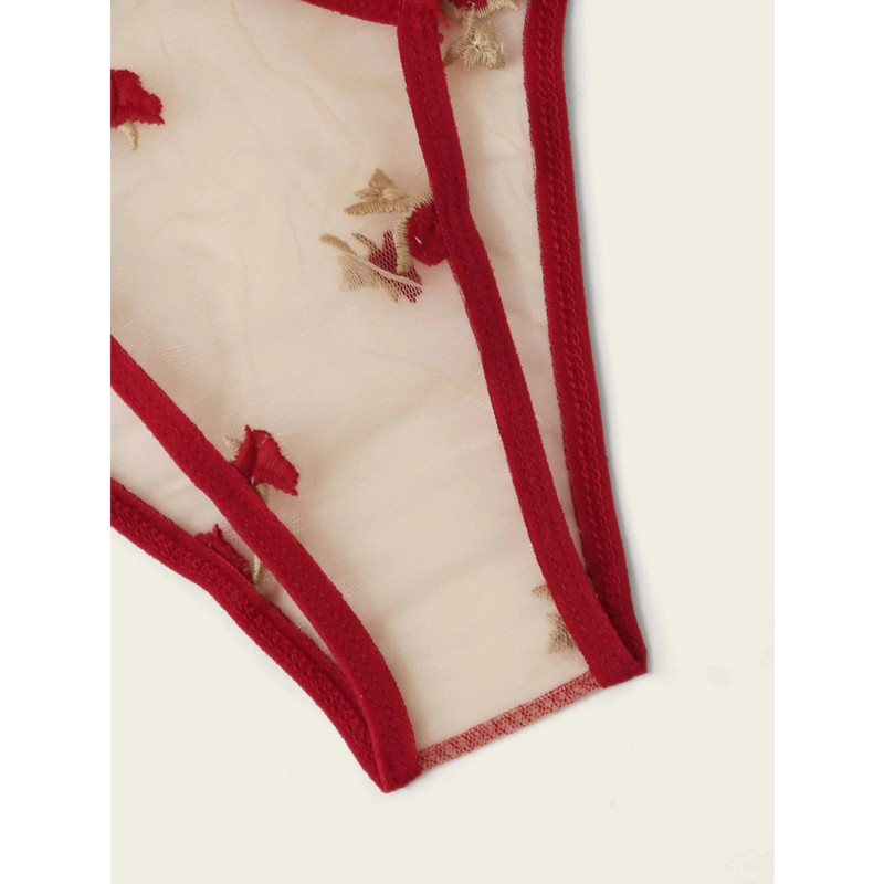 Seksikas aluspesu naiste komplekt Lilletikandid Läbipaistva võrguga pesukomplekt Ilma rinnahoidjata seljata Bralette Sexi Intiimne pitsrinnahoidja komplekt