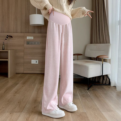 2024 őszi és téli kismama has nadrág Alkalmi törölköző nadrág Divatos egyszínű, magas derekú terhes nő hosszú nadrág