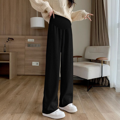 2024 őszi és téli kismama has nadrág Alkalmi törölköző nadrág Divatos egyszínű, magas derekú terhes nő hosszú nadrág