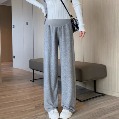 2024 őszi és téli kismama has nadrág Alkalmi törölköző nadrág Divatos egyszínű, magas derekú terhes nő hosszú nadrág