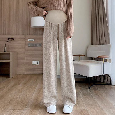 2024 őszi és téli kismama has nadrág Alkalmi törölköző nadrág Divatos egyszínű, magas derekú terhes nő hosszú nadrág