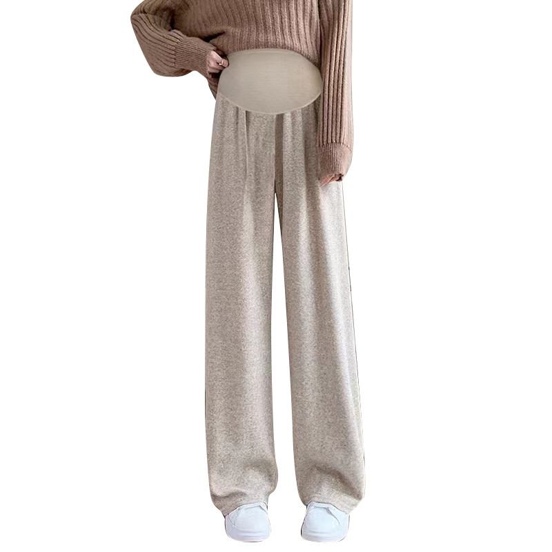 2024 őszi és téli kismama has nadrág Alkalmi törölköző nadrág Divatos egyszínű, magas derekú terhes nő hosszú nadrág