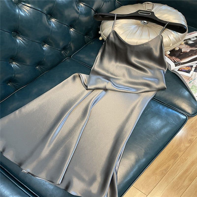 Női szatén hálóing hosszú hálóing ruha selyem V nyakú hálóruha egyszínű hálóruha Női szexi háziruha Elegáns hálóruha