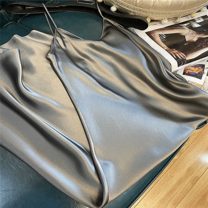 Női szatén hálóing hosszú hálóing ruha selyem V nyakú hálóruha egyszínű hálóruha Női szexi háziruha Elegáns hálóruha