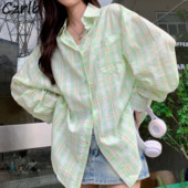 Kockás ingek Női S-3XL koreai stílusú nyári napfényálló édes divat Ulzzang alkalmi főiskolai temperamentum, laza, klasszikus, összjáték