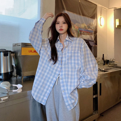 Kockás ingek Női S-3XL koreai stílusú nyári napfényálló édes divat Ulzzang alkalmi főiskolai temperamentum, laza, klasszikus, összjáték