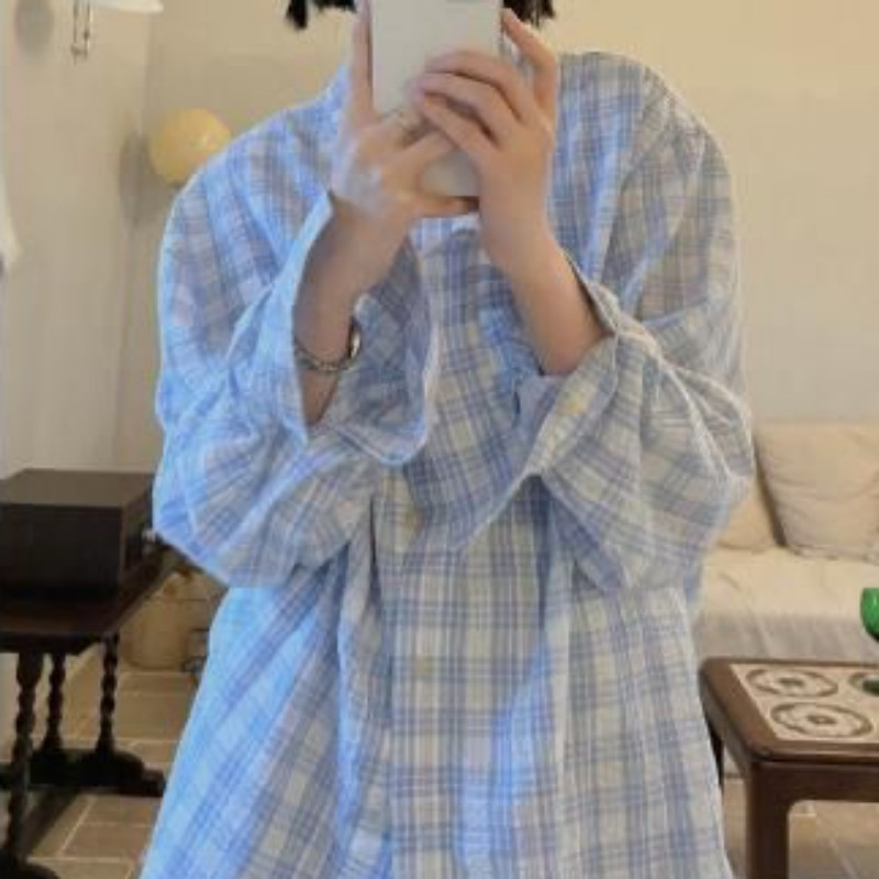 Kockás ingek Női S-3XL koreai stílusú nyári napfényálló édes divat Ulzzang alkalmi főiskolai temperamentum, laza, klasszikus, összjáték