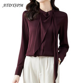 Elegáns divat szalag dizájn hosszú ujjú blúzok női elegáns irodai női szatén ingek alap felsők Blusas Mujer De Moda 2023