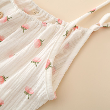 Small Floral Printing Γυναικείο φόρεμα πιτζάμες από βαμβακερό Sling Άνετο που απορροφά τον ιδρώτα Φαρδύ φόρεμα ύπνου για το σπίτι που αναπνέει