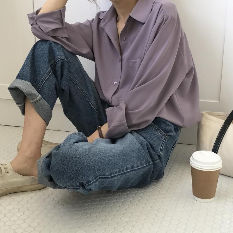 Μονόχρωμα Πουκάμισα Γυναικεία Γαλλικού Στυλ Casual Αναδιπλούμενο γιακά Φαρδιά ντραπέ Άνετη Μπλούζα Ρετρό Κομψή μακρυμάνικη τρυφερή S-3XL