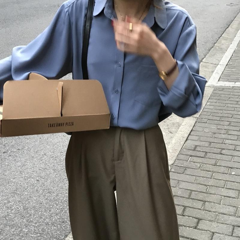 Μονόχρωμα Πουκάμισα Γυναικεία Γαλλικού Στυλ Casual Αναδιπλούμενο γιακά Φαρδιά ντραπέ Άνετη Μπλούζα Ρετρό Κομψή μακρυμάνικη τρυφερή S-3XL