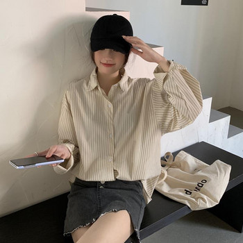 Ριγέ πουκάμισα Γυναικεία S-3XL Γραφείο Lady Casual Σχέδιο Κορεατικής Γυναικείας Αισθητικής Απλό Κομψό Κομψό Κλασικό Μακρυμάνικο