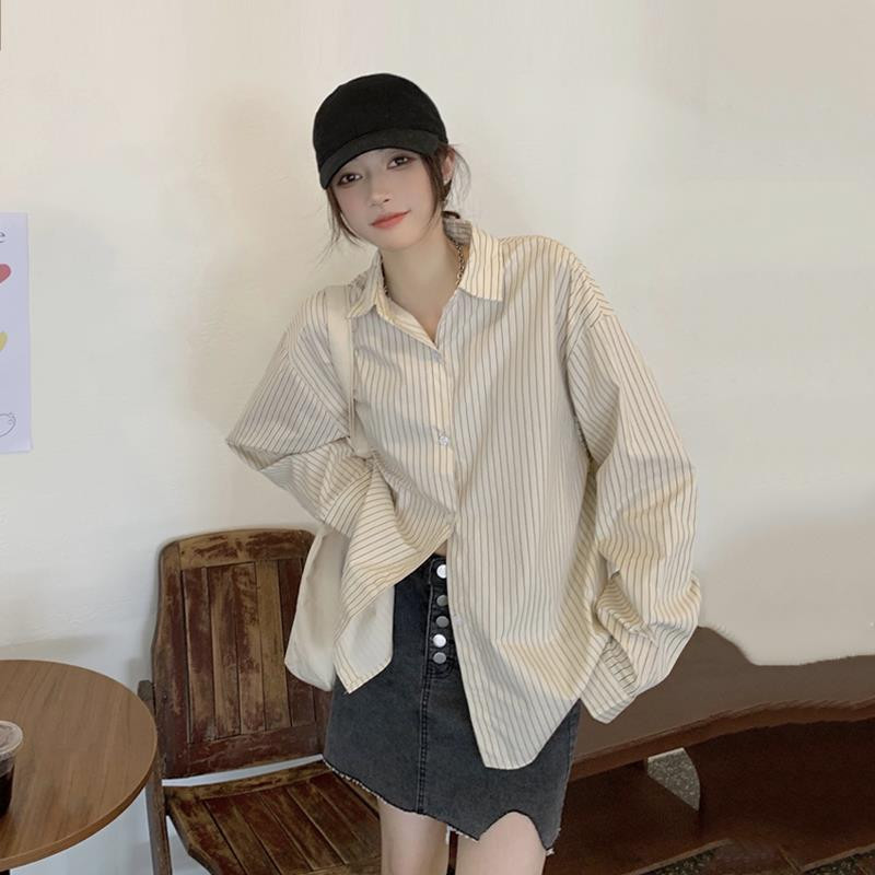 Csíkos ingek Női S-3XL Irodai Női Alkalmi Design Koreai Stílus Női Esztétikus Egyszerű Elegáns Stílusos Klasszikus Hosszú ujjú
