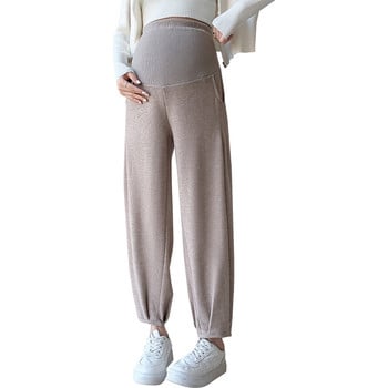 2024 Пролет Есен Бременни Кашмирени панталони Харлан с висока талия Коремни панталони за бременни С тънък подгъв Спортни панталони за бременни Свободни