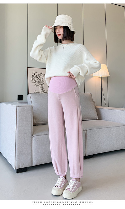 2024, primăvară, toamnă, femei însărcinate, cașmir, pantaloni Harlan, pantaloni de maternitate, cu talie înaltă, cu burtă, cu tiv subțire, pantaloni de sport pentru sarcină, largi