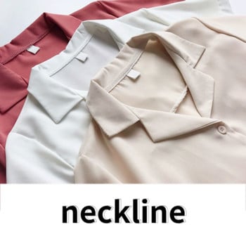 S-5XL Ризи с къс ръкав Дамски свободни едноцветни летни топове Дамски офис дами Универсални ризи с отложна яка Корейски стил Нови камиси