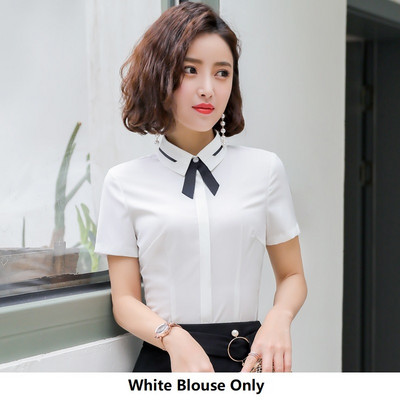 Divatstílusok Nyári szürke rövid ujjú blúzok és ingek irodai női munkaruha Blúz Női felsők Ruhák S-5XL