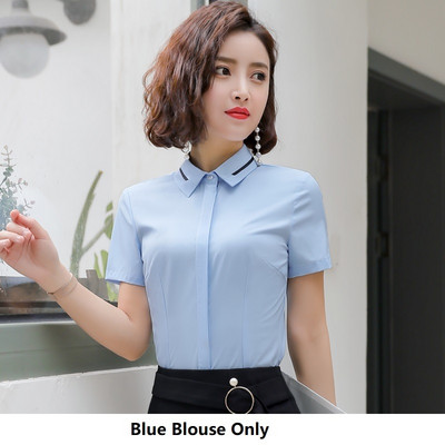 Divatstílusok Nyári szürke rövid ujjú blúzok és ingek irodai női munkaruha Blúz Női felsők Ruhák S-5XL