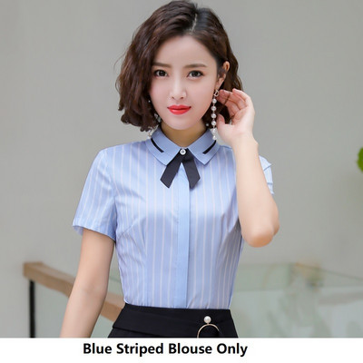 Divatstílusok Nyári szürke rövid ujjú blúzok és ingek irodai női munkaruha Blúz Női felsők Ruhák S-5XL