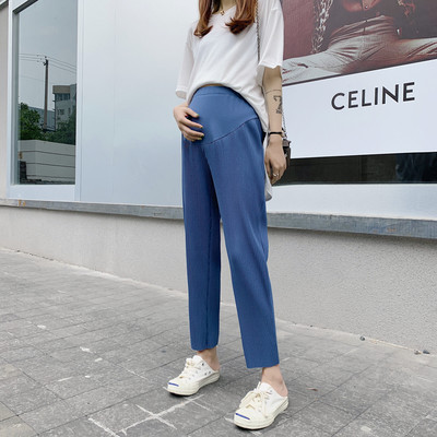 2024. aasta suve rasedate naiste laia säärega püksid, plisseeritud sirged vaba aja kandmine ühevärvilised kõrge vöökohaga rasedate šifoonist püksid