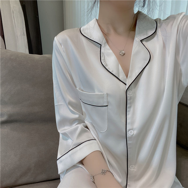 Naktskrekli Sieviešu Ins Mode Korejiešu stila guļamveļa Nolaižama apkakle Sexy Mujer Vasaras Plāns Mīksts Ērts Lounge Midi Vienkāršs