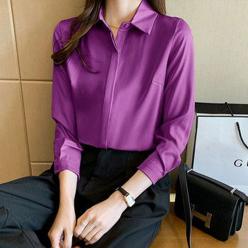 Копринена дамска риза с дълъг ръкав Сатенена модна дамска блуза 2024 г. Дамски ризи Основни дамски топове OL Дамско облекло S-XXL