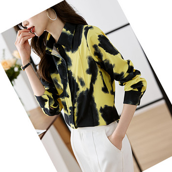 Модни щампи Дамски ризи Дамски шифонени блузи Пролет Есен Ризи с дълъг ръкав Топове Дрехи Blusas Mujer De Moda 2024