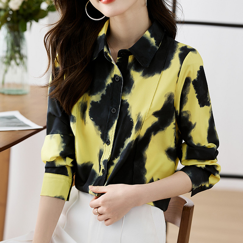 Moeprintimine Naiste särgid Naiste šifoonist pluusid kevad-sügis pikkade varrukatega särgid Topid Rõivad Blusas Mujer De Moda 2024