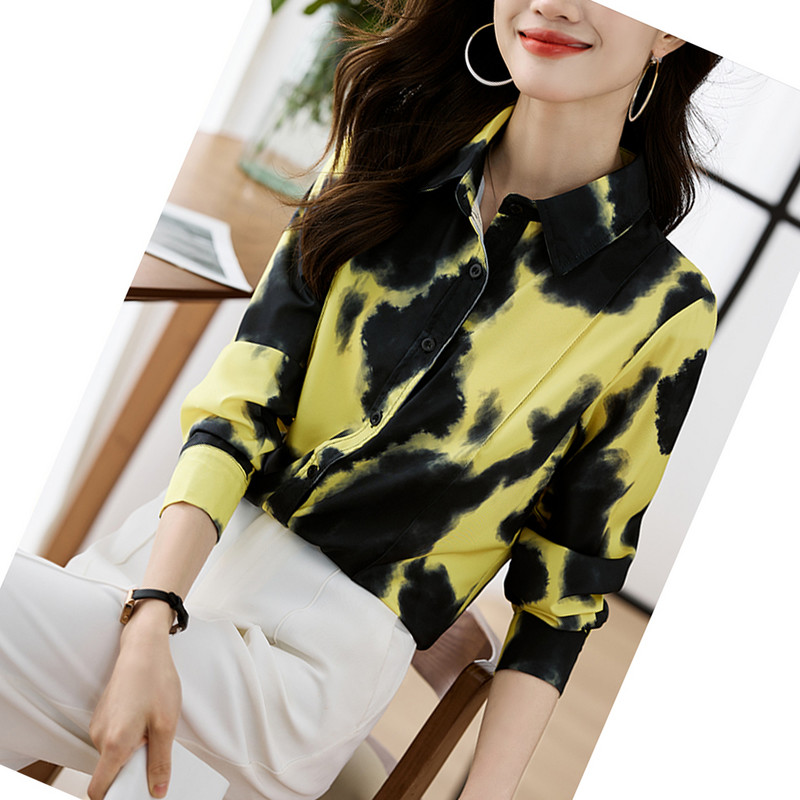 Moeprintimine Naiste särgid Naiste šifoonist pluusid kevad-sügis pikkade varrukatega särgid Topid Rõivad Blusas Mujer De Moda 2024