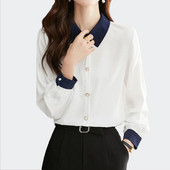 Elegantne uredske dame Bijele košulje dugih rukava Korejska modna ženska šifon bluza 2024. Vintage majice Ženska ležerna odjeća